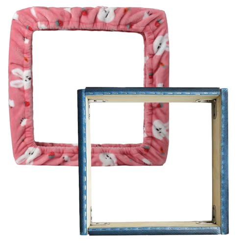 JQSH Gripper Strip Frame, Rug Hooking Frame, Punch Needle Frame, Cross Stitch Hoop, with Frame Flannel Cover (9.8*9.8 inch)
