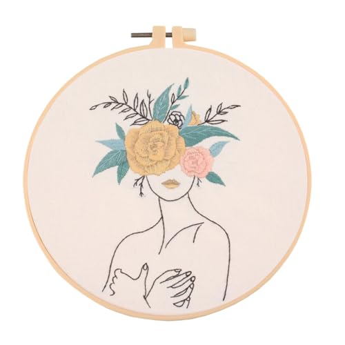 Chenflying Embroidery Starter Kits, 1/3 Sets Art Embroidery Kits for Beginners Adults with Embroidery Hoops Threads Needles and Instructions (White1) - color: White1
