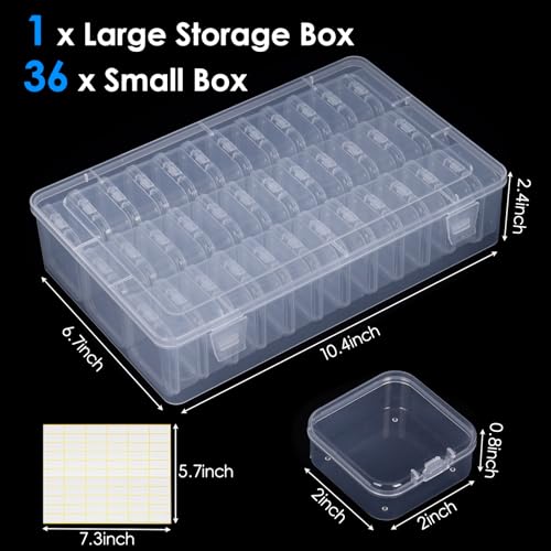 Bead Organizer Box 36 Pcs Small Clear Plastic Containers for Craft Jewelry