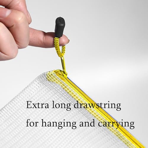 Mesh Zipper Pouch Bag,A3 Zipper Bag for Organizing Storage, Waterproof Zipper Pouch, 17" x 12"/44cm x 32cm, File Bag for School and Office Supplies (Yellow) - color: Yellow