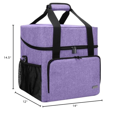 LUXJA Serger Machine Carrying Case with Bottom Wooden Board, Purpe - color: Purple