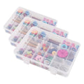 Exptolii 18 Grids Plastic Organizer Box with Dividers, Clear Compartment Container Storage for Beads Crafts Jewelry Fishing Tackles, Size 7.9 x 6.2 x 1.2 in (Pack of 3) - size: 1x 18 Grids (Pack of 3)