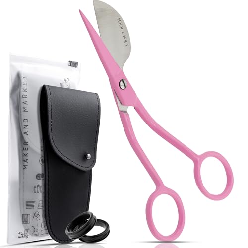 Duckbill Scissors for Applique & Embroidery - Double Curved, 6", Pink - color: Pink