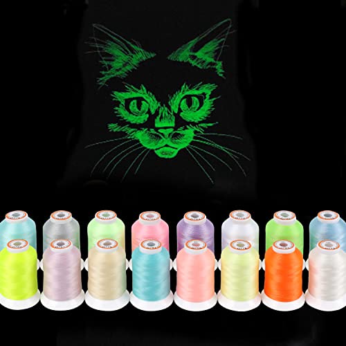 New brothread 16 Colors Glow in the Dark Embroidery Machine Thread Kit