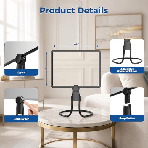 Rechargeable 5X Magnifying Glass with Light, Neck-Wearable
