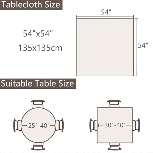 SIELUNO Rectangle Table Cloth Cotton Linen Waterproof Embroidery Tablecloth Rustic Farmhouse Style for Indoor Outdoor Dinning Tabletop Decoration-Striped Coffee-54 x54 - color: Striped Coffee, size: 54" x 54" (Rectangular)