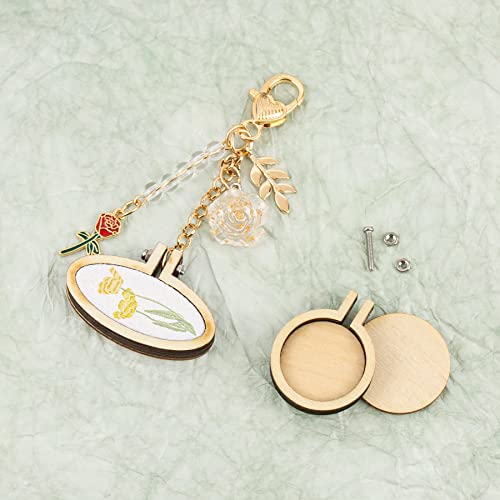 Framendino, 18 Pack Mini Embroidery Hoops Tiny Round for DIY Jewelry Pendant and Keychain