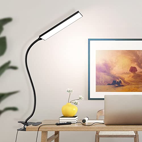 Vansuny Clip on LED Desk Lamp, Eye-Caring USB Reading Light for Home Office - color: Black