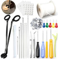 28 PCS Beginners Candle Making Kit for Adults with 200 ft Candlewick,Long Large-Eye Candle Piercing Needle and Wick Cutter 7INCH,Wick Inserting Tool Mold Punch Needle with Hook Eye for Moulds - color: 28PCS