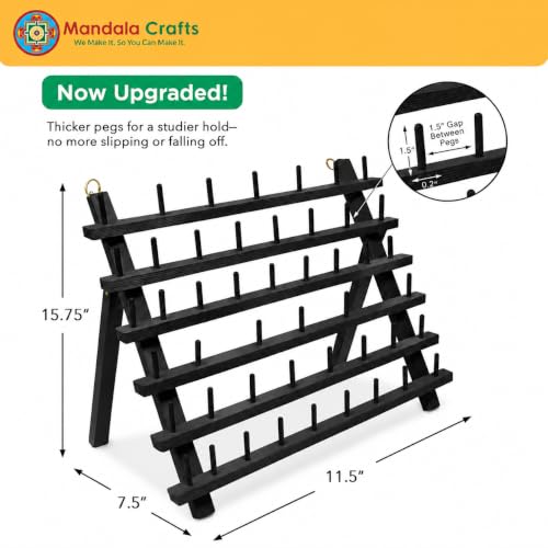 Mandala Crafts 60 Spool Black Thread Rack Sewing Embroidery Thread Holders - color: Black