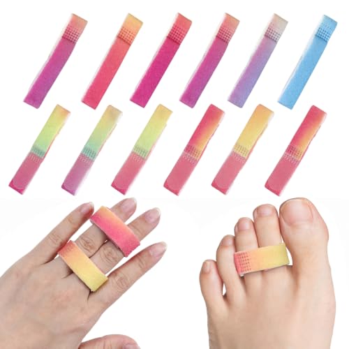 Finger Buddy Straps, 12PCS Finger Buddy Tape Straps Loops, Rainbow - color: Rainbow Gradient