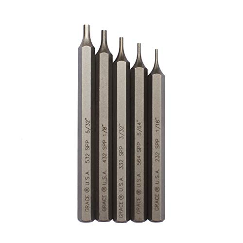 Grace USA Starter Short Pin Punch Set, Gunsmith, Hunting, Machinists, DIY Tools, Hardened Steel, Pin Punch Set, Punch Set, 5 Piece Set