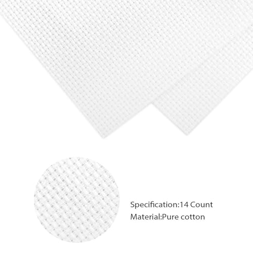 14CT Aida Cloth - 30x35 Inch Cross Stitch Fabric for Embroidery, Pre-Cut Needlework Material, Acid-Free, Durable Weave(White) - color: White