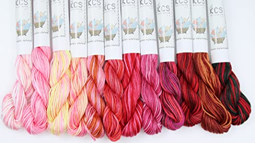 KCS Big skeins of 25 Meters Size 25 Color Variegated Cross Stitch Stranded Threads,12 skeins,05 - color: 12skeins05, size: 12 skeins