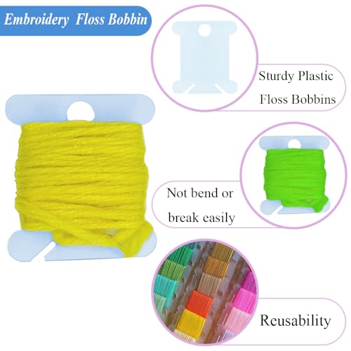 150Pcs Plastic Embroidery Floss Bobbins，Clear Blue Cross Stitch Bobbins, Plastic Thread Organizer Cards for Embroidery Floss Storage, SATONBEYI - color: Clear Blue