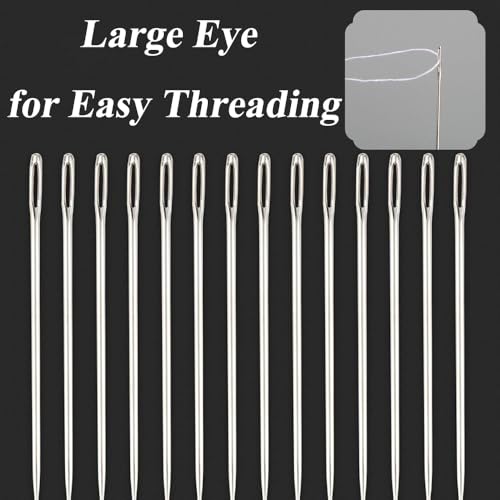 Premium Big Eye Needles for Hand Sewing, Embroidery, Quilting（25pcs Needles + 2 Threadering Machine