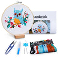 BERYA Owl Embroidery Kit, Embroidery Kit for Adult, Owl Pattern Practice Kit, Including Video Step by Step Instructions, Embroidery Hoop, Cloth, Needles and Thread for DIY Craft Lover (BEO011) - color: owl blue
