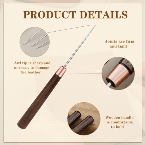 ZXIIXZ 6 Pcs Scratch Awls with Wooden Handle Leather Stitching Sewing Awl - color: 6 Pcs Wooden Brown