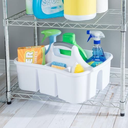 Sterilite Divided Ultra Caddy, Plastic Portable Organizer, White, 12-Pack - size: 12 Pack