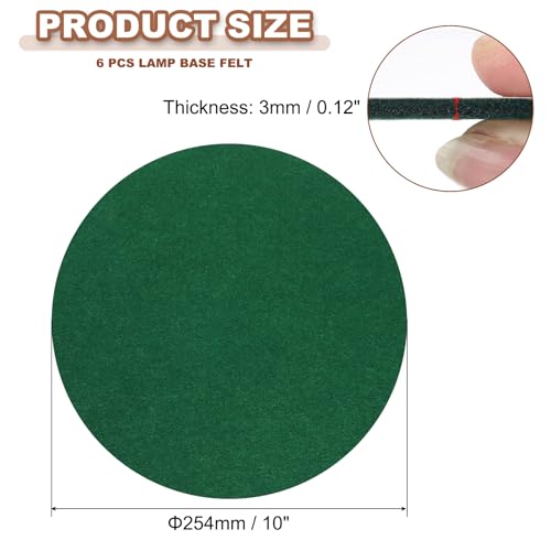 PATIKIL 10 Inch Diameter Lamp Base Felt, 6Pack 3mm Thickness Round Soft Adhesive Non-Slip Anti-Scratch Backed Felt for Lamp Furniture DIY Craft, Dark Green - color: Dark Green, size: 10 Inch