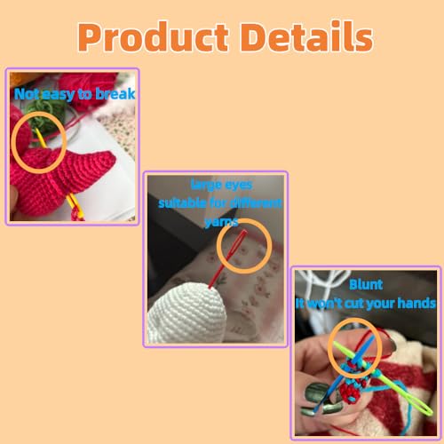 80PCS Plastic Yarn Needles Large Eye Blunt Tapestry Needles Crochet Projects Needles Bulk Safety Blunt Needles for Yarn (80)