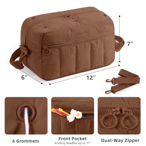 MYBAGZING Crochet Bag Organizer Knitting Bag Yarn Storage for Crochet Hook - color: Brown, size: Medium - 12"