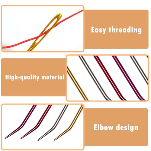 Jicslaew 56 Pcs Yarn Needles Set Assorted Yarn Needles Bent Tapestry Needle Weaving Needle, Curved Darning Needles, Knitting Needles for Sewing, Knitting, Crochet