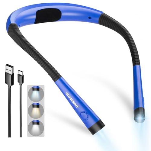 Glocusent Reading Light,Blue Neck Light,80-hr Rechargeable Book Light - color: Blue, size: Standard-Medium
