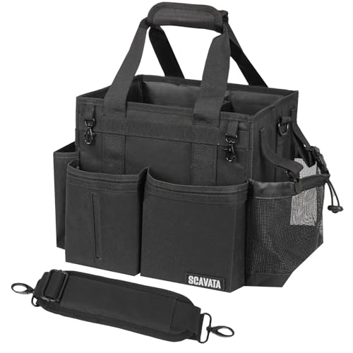 SCAVATA Compact Wearable Cleaning Caddy with Handle & Shoulder Straps - color: Black