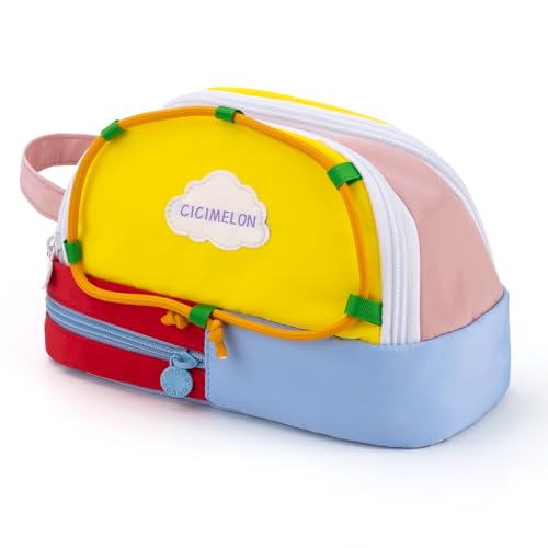 CICIMELON Large Capacity Pencil Case, Cute Aesthetic Pencil Pouch with 3 Compartments, Big Pencil Bag Organizer for School Supplies, Pen Holder for Kids, Girls, Boys, Students - color: Blue Base