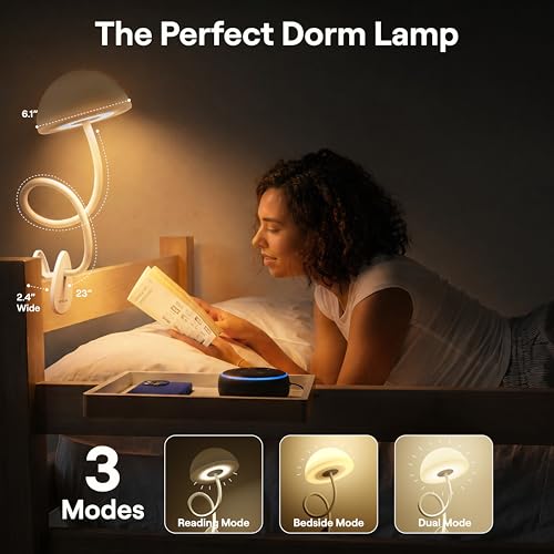 Shroommate Dorm Room Essential Clip On Bed Light for Dorm Room - White - color: White