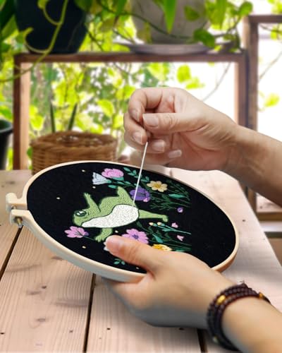 TINDTOP Embroidery Kit for Beginners Adult, Frog Embroidery Kit - color: Frog