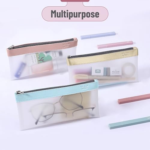Mr. Pen- 3 Pack Pencil Bags, Kids Pencil Pouch, Clear Makeup Bag - color: Soft Pastel, size: 3 Pack, Medium