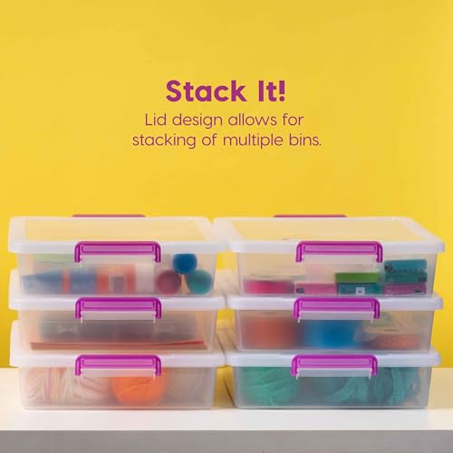 IRIS USA Storage Bins with Lids |Made in USA| 6 Qt - (6-Pack) - Clear - color: Clear, size: 6 Qt. - 6 Pack, style: STACK
