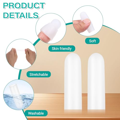 Gel Finger Cots, 20 Pcs Silicone Finger Protectors Rubber Fingers Tips Protector Covers Fingers Gloves Guard Breathable Fingertip Protector for Cracking Calluses Blisters Protect