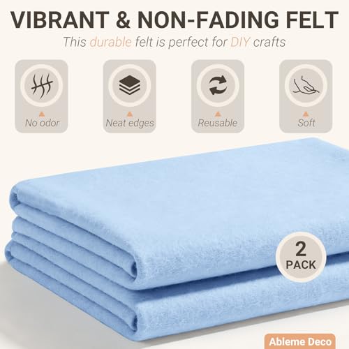 Light Blue Felt Fabric Sheets 18" x 18" (2 Pack) 1.6mm Soft Craft Felt - color: Light Blue