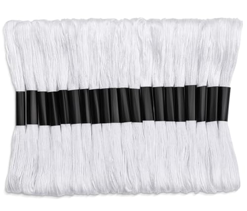 20 Skeins Embroidery Floss, White Bracelet String Embroidery Thread - color: 20 Skeins White
