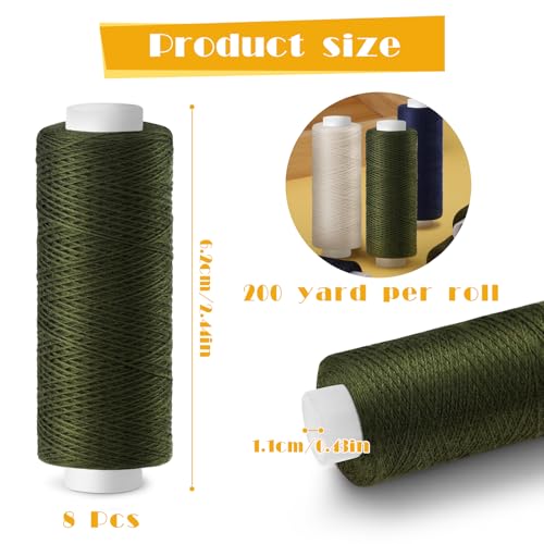 ZMAAGG Sewing Thread, Army Green, 8 Rolls 200 Yards Thread for Sewing - color: 8 PCS Army Green