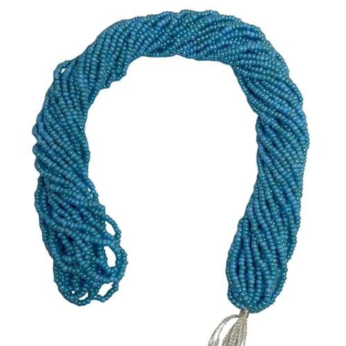 11/0 Glass Seed Beads, 12 String Hanks, Small Craft Beads, 2 mm (Bright Blue) - color: Bright Blue