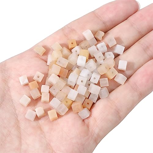 BEADIA Natural Pink Aventurine Square Stone Beads 4x4mm 85pcs Cube Loose Semi Gemstone Beads for Jewelry Making Design - color: Pink Aventurine