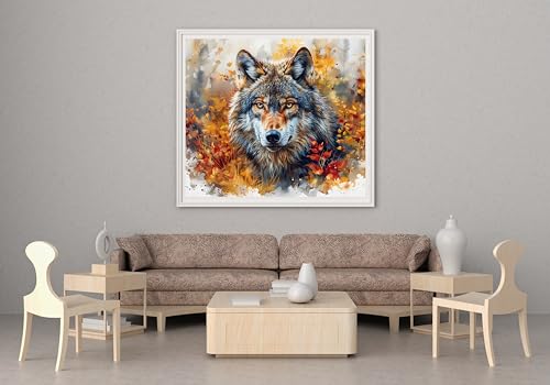 Moohue Stamped Cross Stitch Kits for Adults 14 Count Printed Cross Stitch Kits for Beginners Beautiful Wolf Animal Cross Stitch Patterns Needlepoint kit (Beautiful Wolf) - color: Beautiful Wolf