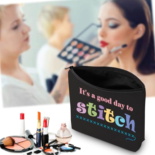 JXGZSO Cross Stitch Project Cosmetic Bag It's A Good Day To Stitch Makeup Bag Cross Stitch Lovers gift Needleworker Gift (Day To Stitch Bag)