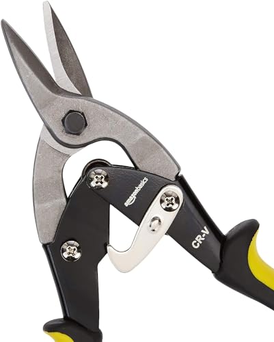 Amazon Basics Straight Cut Aviation Tin Snips, Metal Cutters with Safety Latch - size: 1-Piece Set (Straight)