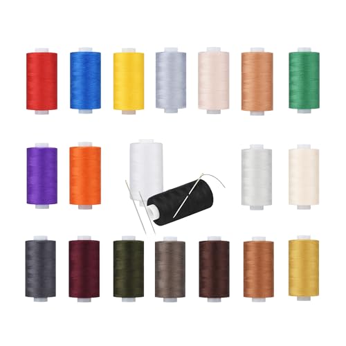 Simthread All Purpose Thread Polyester 20 Colors, 400 Yards Each with 16 Needles for Hand Sewing, and Thread for Quilting Piecing Sewing Machines - color: 20 Colors