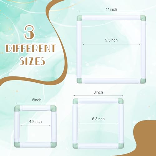 Janinka 3 Pcs Embroidery Hoop Cross Stitch Frames and Hoops, Green - color: Green