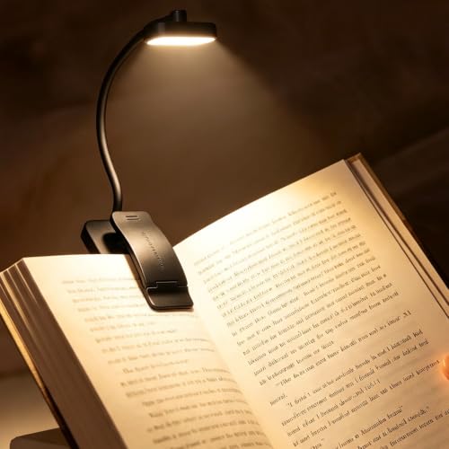 Choudao Rechargeable Book Light,Reading Light for Reading in Bed,Black - color: Large clip-Black