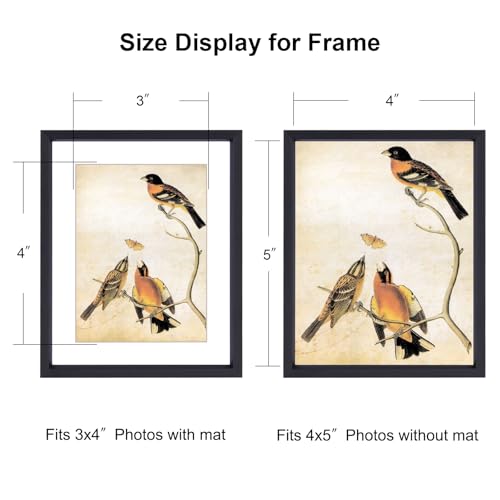 BKABOT 4x5 Black Aluminum Photo frames 1 Pack HD Glass Mat 3x4 Wall Table - color: Black, size: 4x5-1P