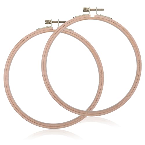 Cross Stitch Hoops Ring, 2 Pack 6 Inch Wooden Embroidery Hoops, Beech Wood Embroidery Hoops Set with Copper-Plated Screw, Cross Stitch Supplies for Art Craft Sewing, DIY Decoration