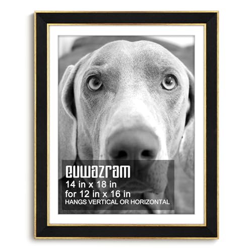 Suede 14x18 Frame - Single Frame, Christmas Elegant Black 14 x 18 Poster Frame with Mat for 12x16, 14x18 Picture Frames for Artwork, Puzzles, Photos and Movie Posters - color: Black, size: 14" x 18" / 12" x 16" mat
