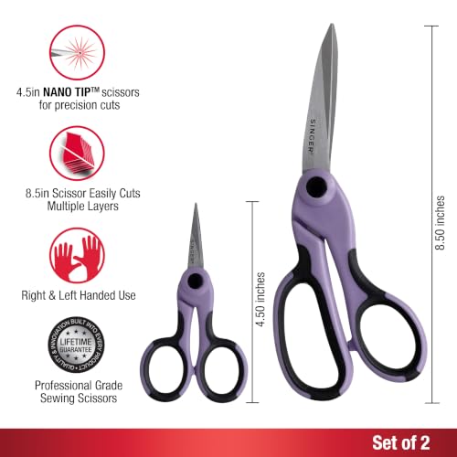SINGER ProSeries™ Fabric & Detail Sewing Scissors Set, Lilac, 2 Count
